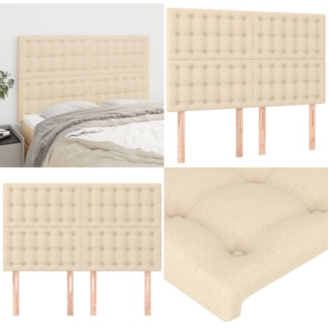 Cabecero de cama de tela color crema 144x5x118/128 cm - Cabecero de cama crema - Cabecero de cama tela