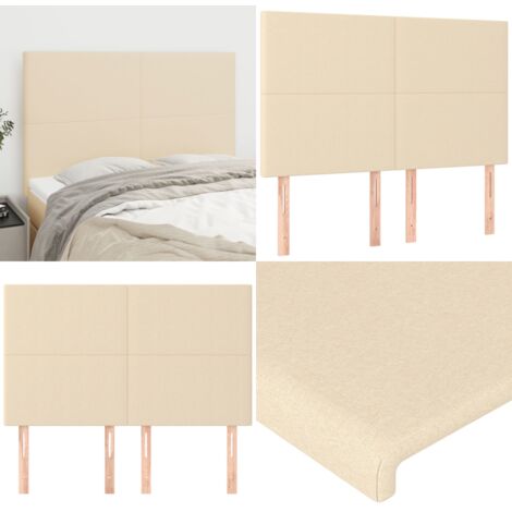 Cabecero de cama de tela color crema 144x5x118/128 cm - Cabecero de cama crema - Cabecero de cama tela