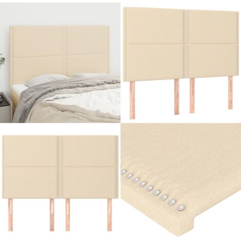 Cabecero de cama de tela color crema 144x5x118/128 cm - Cabecero de cama crema - Cabecero de cama tela