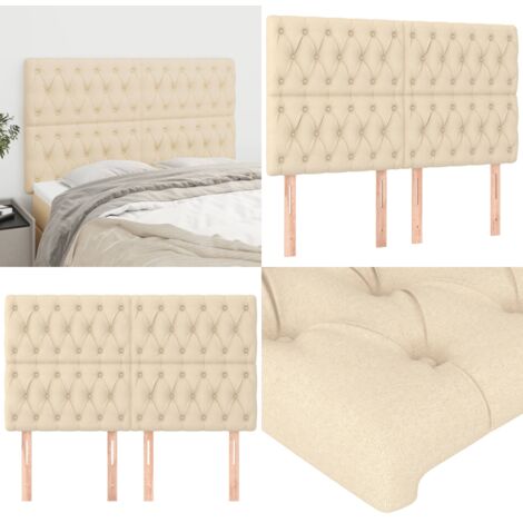 Cabecero de cama de tela color crema 144x7x118/128 cm - Cabecero de cama de tela - Cabecero de cama crema