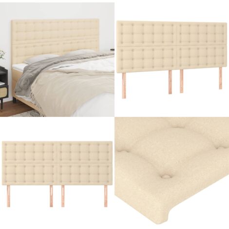 Cabecero de cama de tela color crema 160x5x118/128 cm - Cabecero de cama crema - Cabecero de cama tela