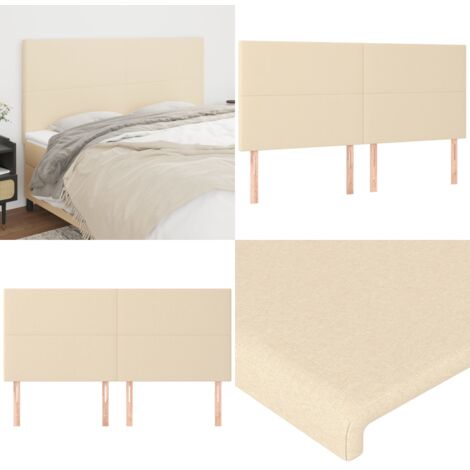 Cabecero de cama de tela color crema 200x5x118/128 cm - Cabecero de cama crema - Cabecero de cama tela
