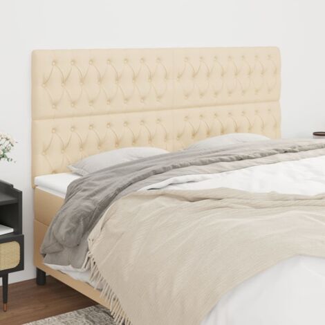 Cabecero de cama de tela color crema 200x7x118/128 cm