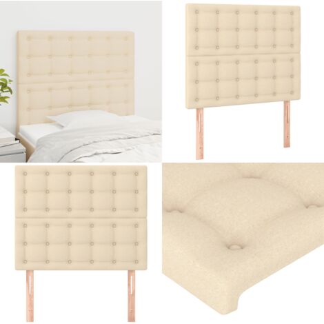 Cabecero de cama de tela color crema 80x5x118/128 cm - Cabecero de cama de tela - Cabecero de cama crema
