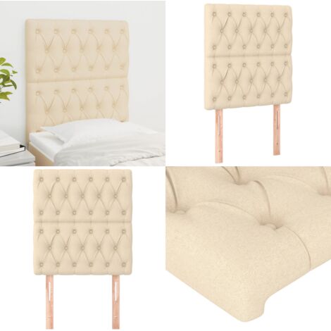 Cabecero de cama de tela color crema 80x7x118/128 cm - Cabecero de cama crema - Cabecero de cama de tela