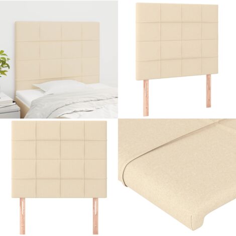 Cabecero de cama de tela color crema 90x5x118/128 cm - Cabecero de cama crema - Cabecero de cama de tela