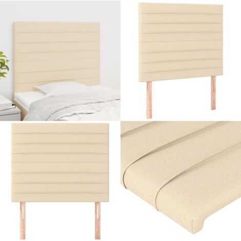 Cabecero de cama de tela color crema 90x5x118/128 cm - Cabecero de cama crema - Cabecero de cama de tela