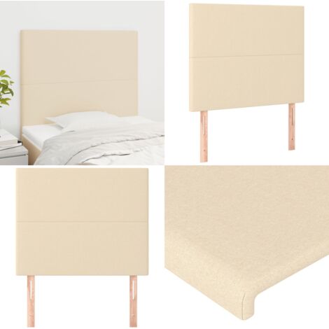 Cabecero de cama de tela color crema 90x5x118/128 cm - Cabecero de cama crema - Cabecero de cama tela