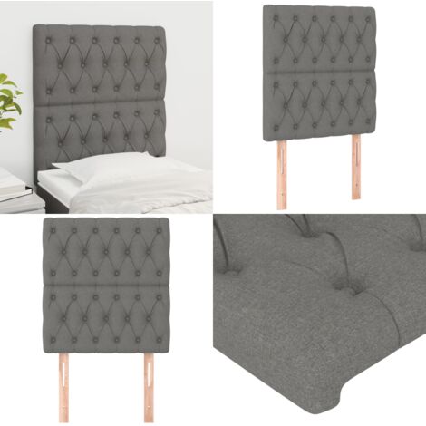 Cabecero de cama de tela gris oscuro 80x7x118/128 cm - Cabecero de cama gris - Cabecero de cama de tela