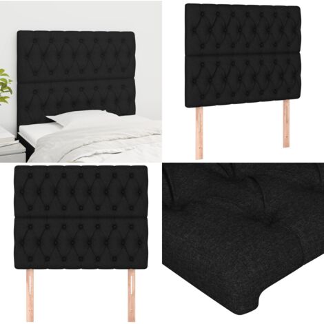 Cabecero de cama de tela negro 100x7x118/128 cm - Cabecero negro - Cabecero de tela