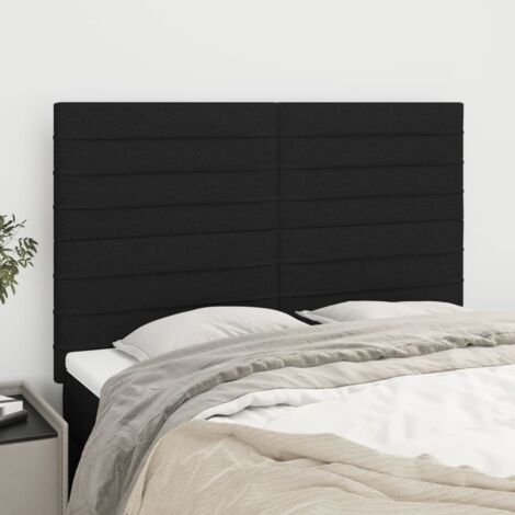 Cabecero de cama de tela negro 144x5x118/128 cm