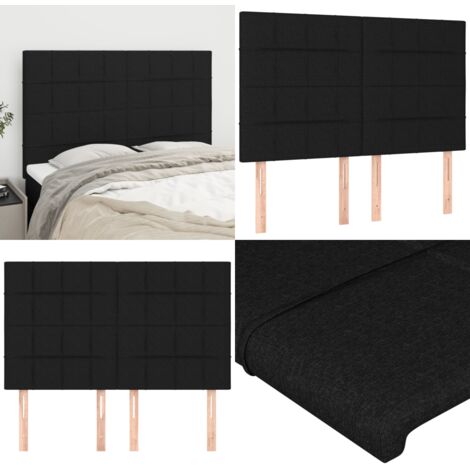 Cabecero de cama de tela negro 144x5x118/128 cm - Cabecero negro - Cabecero de tela