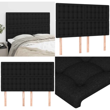 Cabecero de cama de tela negro 144x5x118/128 cm - Cabecero negro - Cabecero de tela