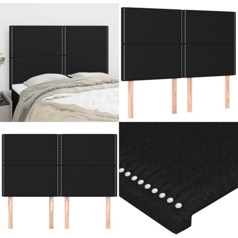 Cabecero de cama de tela negro 144x5x118/128 cm - Cabecero negro - Cabecero de tela