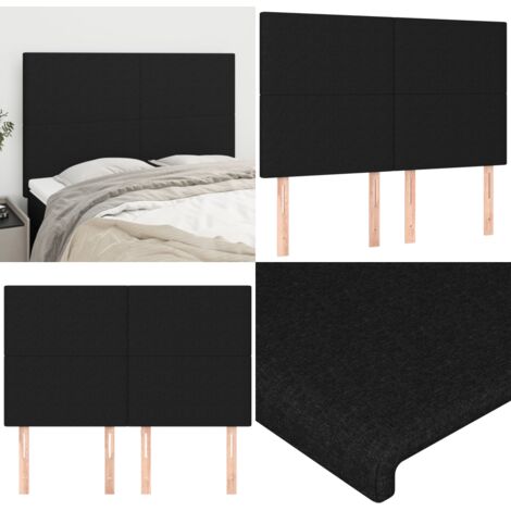 Cabecero de cama de tela negro 144x5x118/128 cm - Cabecero negro - Cabecero de tela