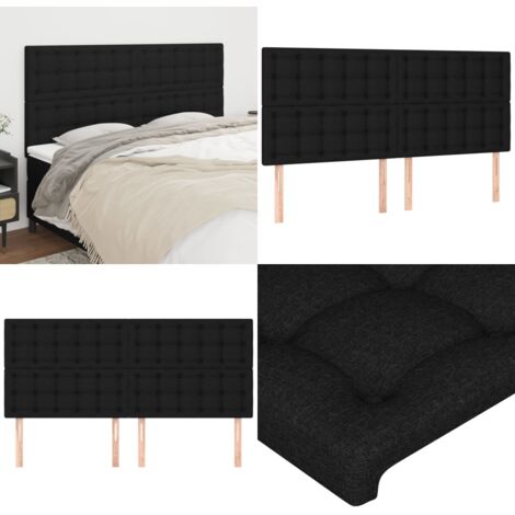 Cabecero de cama de tela negro 160x5x118/128 cm - Cabecero negro - Cabecero de tela
