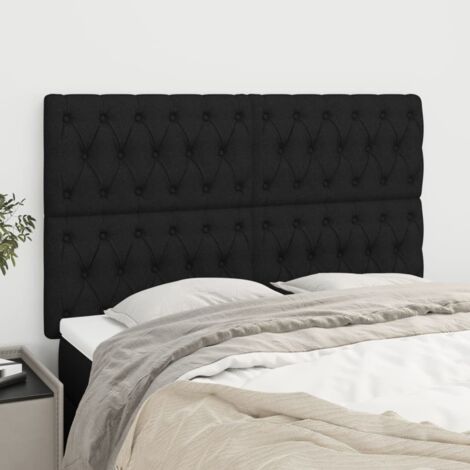 Cabecero de cama de tela negro 160x7x118/128 cm