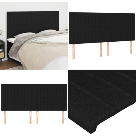 Cabecero de cama de tela negro 180x5x118/128 cm - Cabecero negro - Cabecero de tela