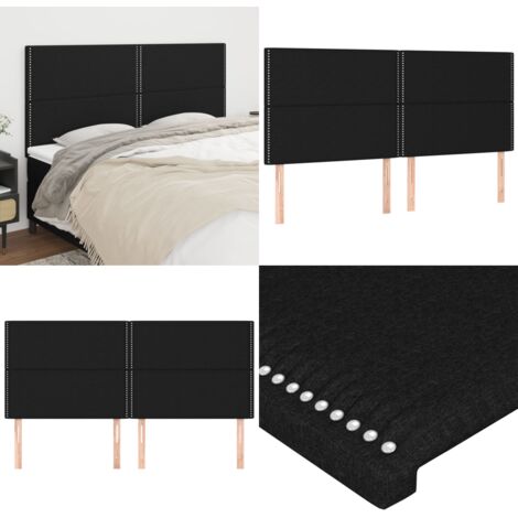 Cabecero de cama de tela negro 180x5x118/128 cm - Cabecero negro - Cabecero de tela