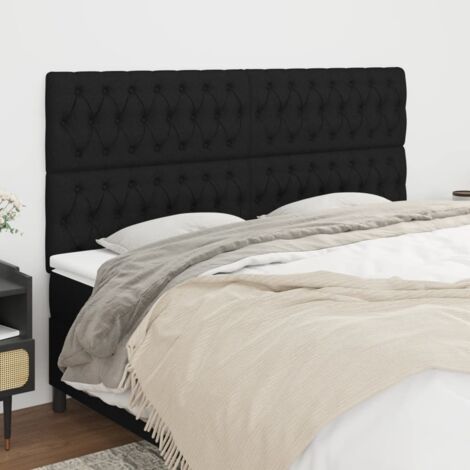 Cabecero de cama de tela negro 200x7x118/128 cm