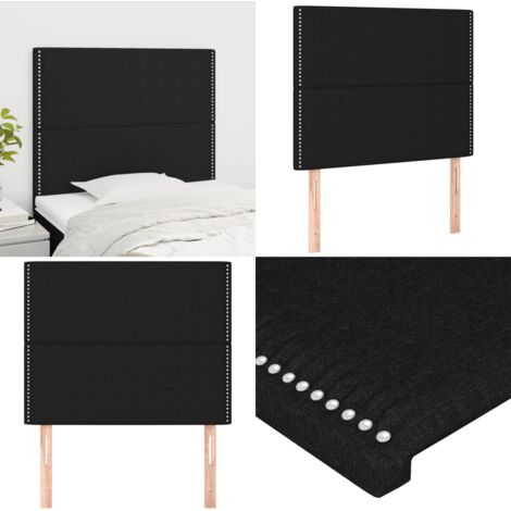Cabecero de cama de tela negro 90x5x118/128 cm - Cabecero negro - Cabecero de tela