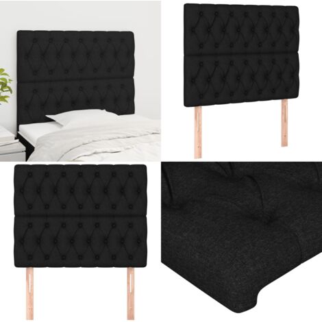 Cabecero de cama de tela negro 90x7x118/128 cm - Cabecero negro - Cabecero de tela