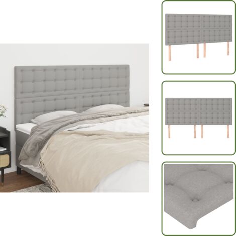 Cabecero de cama de tela - vidaXL Cabecero de cama gris claro 200x5x118/128 cm de tela - Cabecero de cama con patas