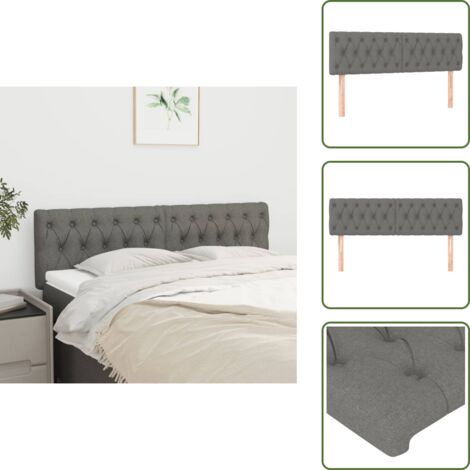 Cabecero de cama de tela - vidaXL Cabeceros tela gris oscuro 144x7x78/88 cm - Cabecero de cama de madera