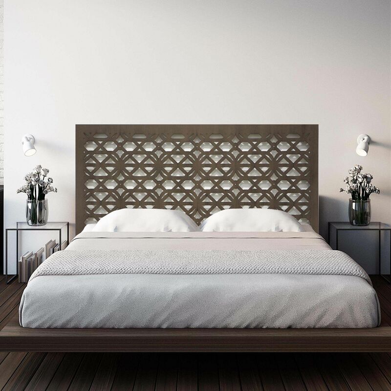 

Cabecero De Cama En Madera Calada, Para Cama De 135. Fabricado Artesanalmente En España -Modelo Mosaico 166 Mandala (Nogal, 145X80 Cm)