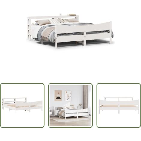 Cabecero de cama -  Estructura cama cabecero madera maciza pino blanco 180x200 cm