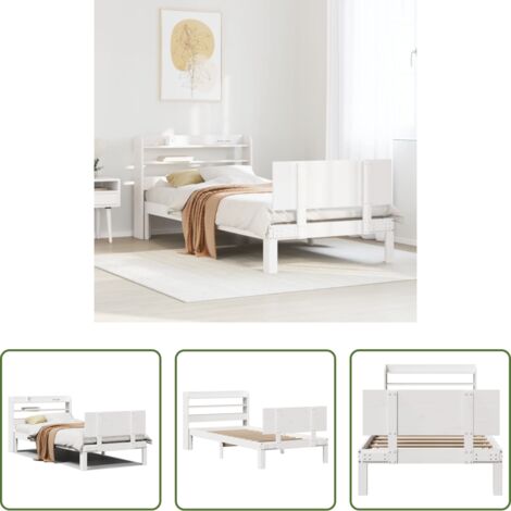 Cabecero de cama -  Estructura de cama con cabecero sin colchón blanco 100x200 cm