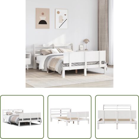 Cabecero de cama -  Estructura de cama con cabecero sin colchón blanco 140x200 cm
