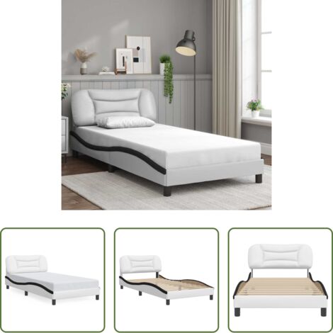 Cabecero de cama -  Estructura de cama sin colchón Hvar cuero sintético blanco y negro