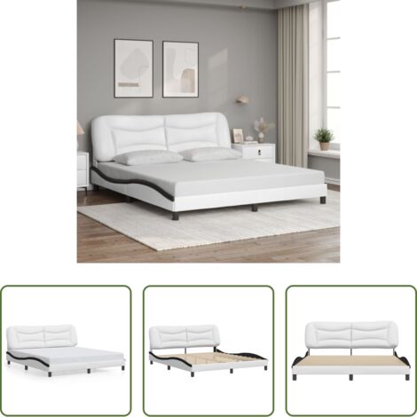 Cabecero de cama -  Estructura de cama sin colchón Hvar cuero sintético blanco y negro
