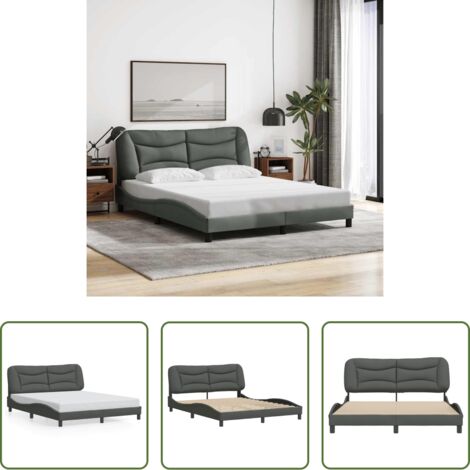 Cabecero de cama -  Estructura de cama sin colchón Hvar de tela gris oscuro 160x200 cm