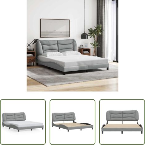 Cabecero de cama -  Estructura de cama sin colchón Hvar tela gris claro 160x200 cm
