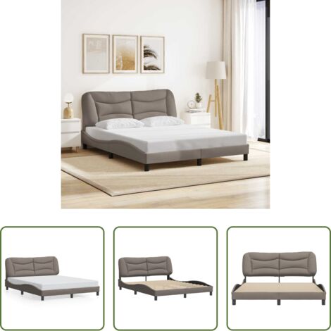 Cabecero de cama -  Estructura de cama sin colchón Hvar tela gris taupe 160x200 cm