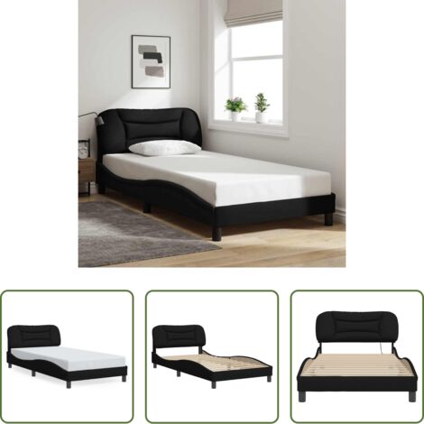 Cabecero de cama -  Estructura de cama sin colchón Hvar tela negro 100x200 cm