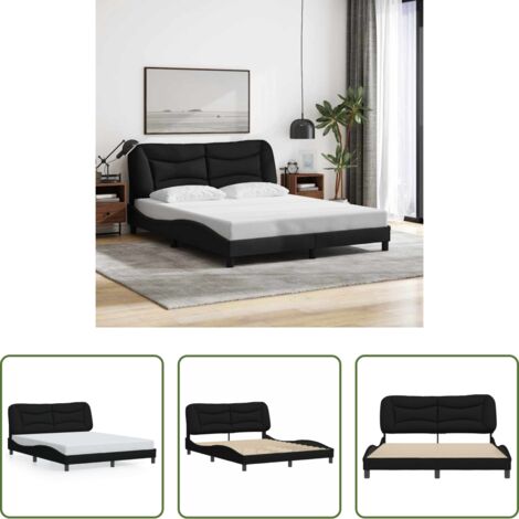 Cabecero de cama -  Estructura de cama sin colchón Hvar tela negro 160x200 cm