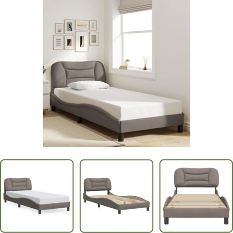 Cabecero de cama -  Estructura de cama sin colchón Hvar tela taupe 90x200 cm