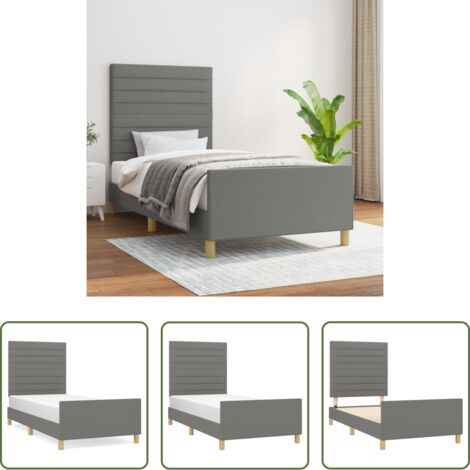 Cabecero de cama -  Estructura de cama sin colchón tela gris oscuro 90x190 cm