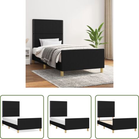 Cabecero de cama -  Estructura de cama sin colchón tela negro 90x190 cm
