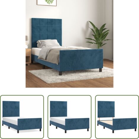 Cabecero de cama -  Estructura de cama sin colchón terciopelo azul oscuro 80x200 cm
