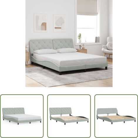 Cabecero de cama -  Estructura de cama sin colchón terciopelo gris claro 160x200 cm