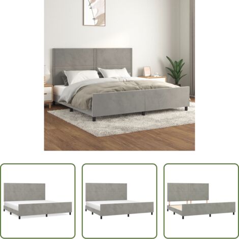 Cabecero de cama -  Estructura de cama sin colchón terciopelo gris claro 200x200 cm