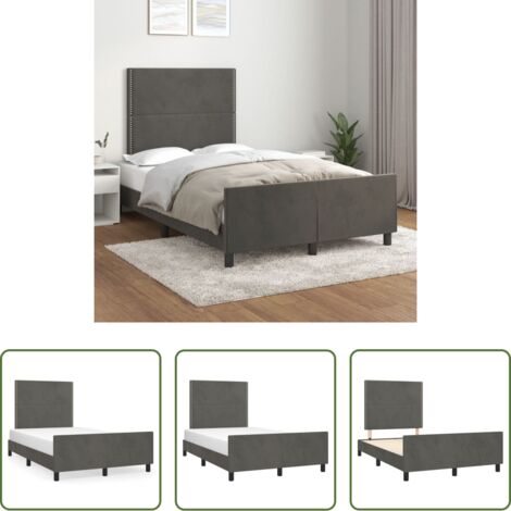 Cabecero de cama -  Estructura de cama sin colchón terciopelo gris oscuro 120x200cm