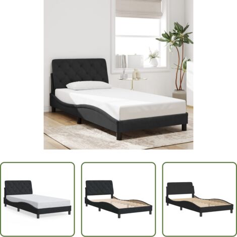 Cabecero de cama -  Estructura de cama sin colchón terciopelo negro 100x200 cm