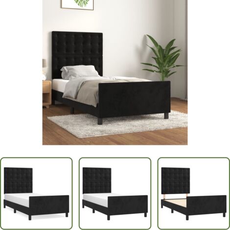 Cabecero de cama -  Estructura de cama sin colchón terciopelo negro 90x190 cm