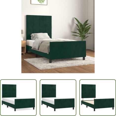 Cabecero de cama -  Estructura de cama sin colchón terciopelo verde oscuro 80x200cm