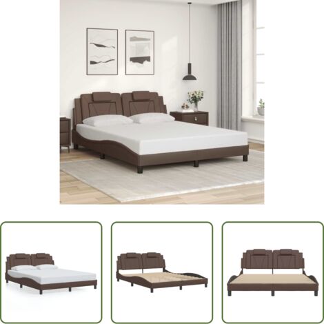Cabecero de cama -  Estructura de cama Viana sin colchón cuero sintético marrón 160x200cm